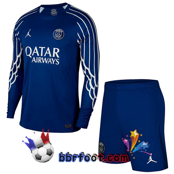 Maillot Foot Paris PSG Enfant Quatrieme Manche longue Bleu Royal 2024/2025