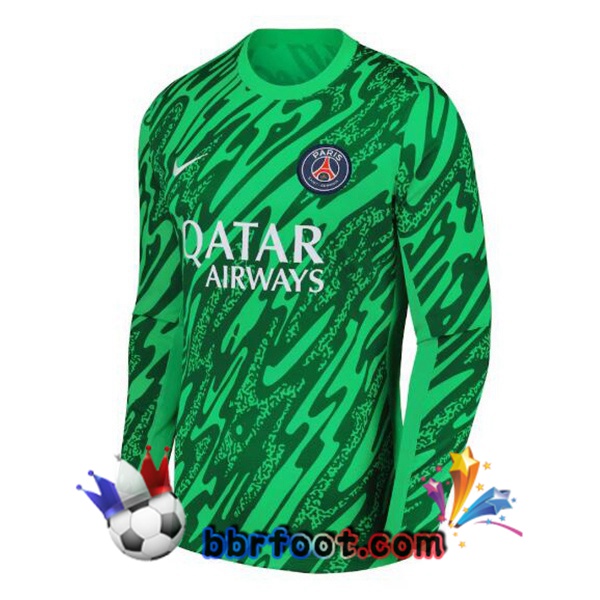 Maillot Foot Paris PSG Gardien de but Manche longue Vert 2024/2025