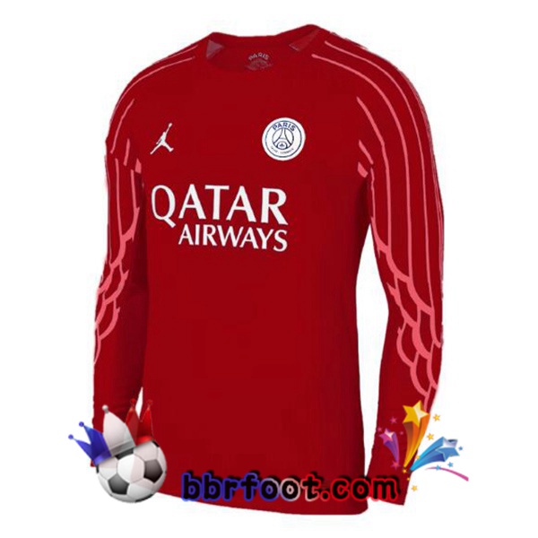 Maillot Foot Paris PSG Gardien de but Manche longue Rouge 2024/2025