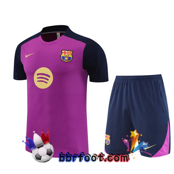 Ensemble Training T-Shirts FC Barcelone + Shorts Pourpre 2025/2026 Ensemble Training T-Shirts FC Barcelone + Shorts Pourpre 2025/2026