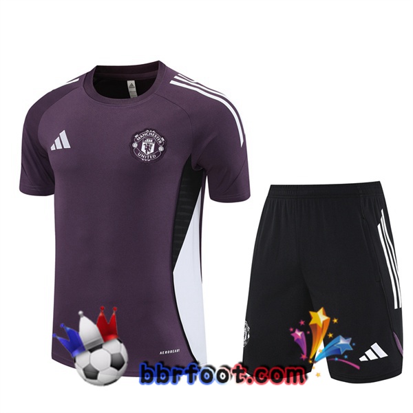 Ensemble Training T-Shirts Manchester United + Shorts Pourpre 2025/2026