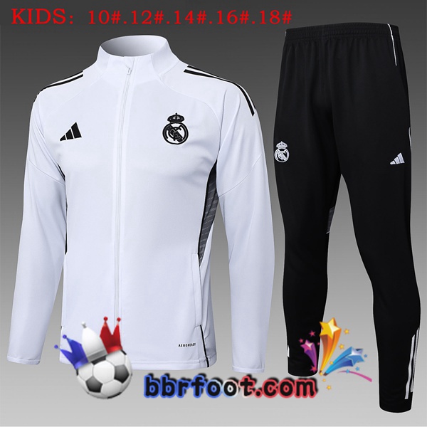 Survetement Foot - Veste Real Madrid Enfant Blanc 2025/2026