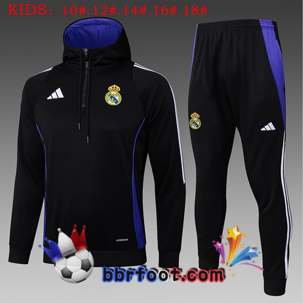 Veste A Capuche Survetement Foot Real Madrid Enfant Noir 2025/2026