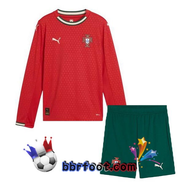 Maillots Equipe De Portugal Enfant Domicile Manche Longue Rouge 2025/2026