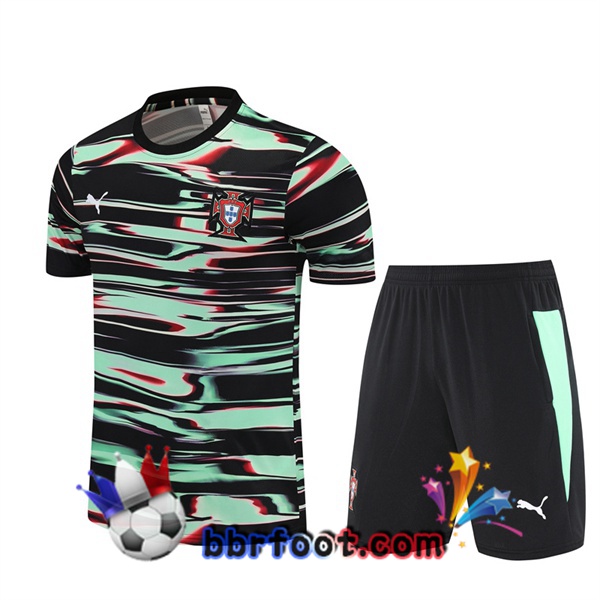 Ensemble Training T-Shirts Portugal + Shorts Noir Vert 2025/2026
