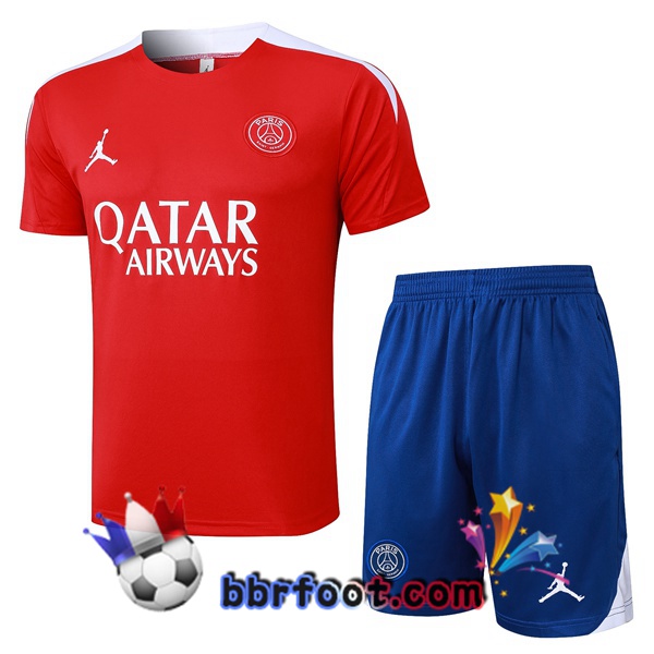 Ensemble Training T-Shirts Jordan Paris PSG + Shorts Rouge 2025/2026