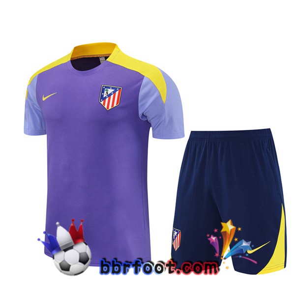 Ensemble Training T-Shirts Atletico Madrid + Shorts Pourpre 2025/2026