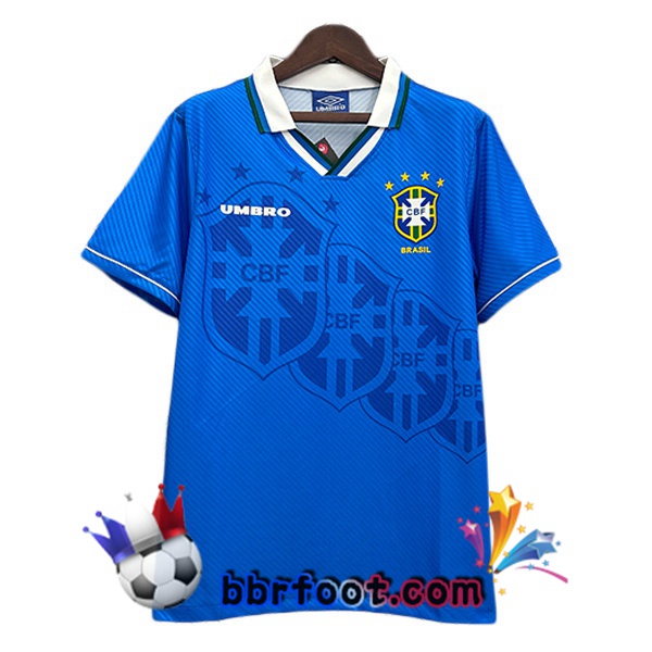 Maillot Foot Bresil Retro Exterieur Bleu 1996
