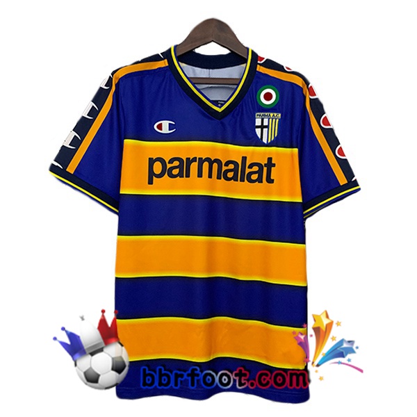Maillot Foot Parma Calcio Retro Domicile Jaune Bleu 2002-2003 Maillot Foot Parma Calcio Retro Domicile Jaune Bleu 2002-2003