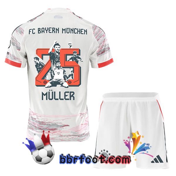 Maillot Foot Bayern Munich (Müller 25) Enfant Exterieur Édition Spéciale Blanc 2025/2026