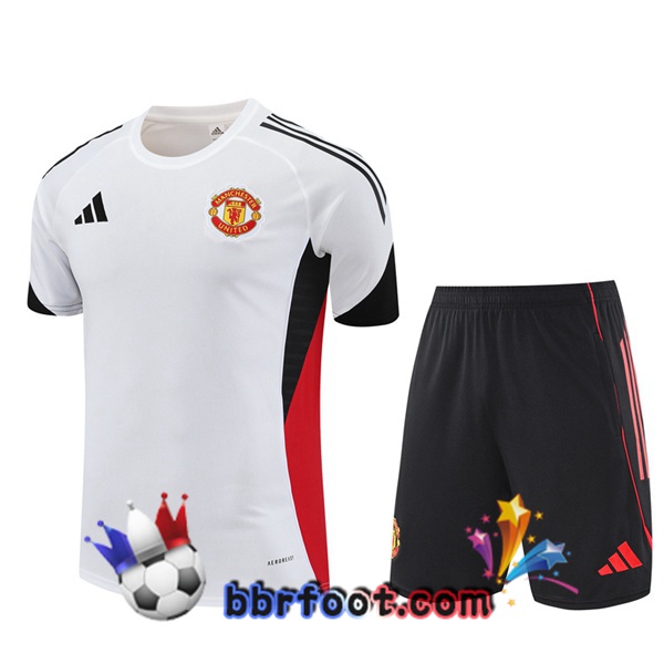 Ensemble Training T-Shirts Manchester United + Shorts Blanc 2025/2026