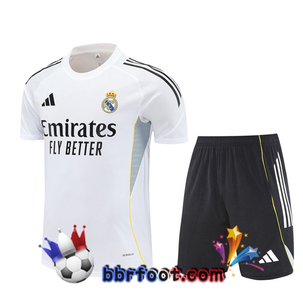 Ensemble Training T-Shirts Real Madrid + Shorts Blanc 2025/2026