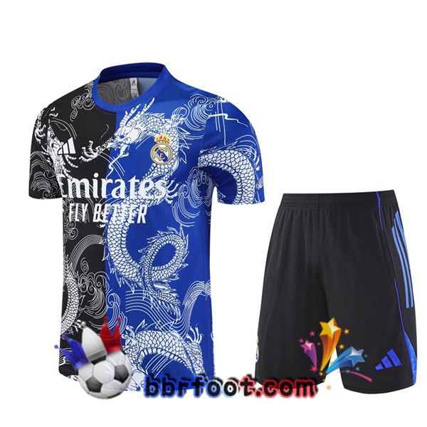 Ensemble Training T-Shirts Real Madrid + Shorts Noir Bleu 2025/2026