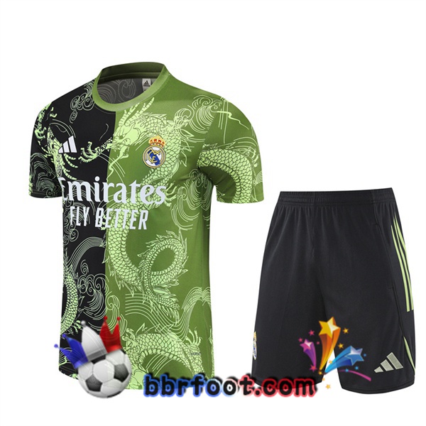 Ensemble Training T-Shirts Real Madrid + Shorts Noir Vert 2025/2026