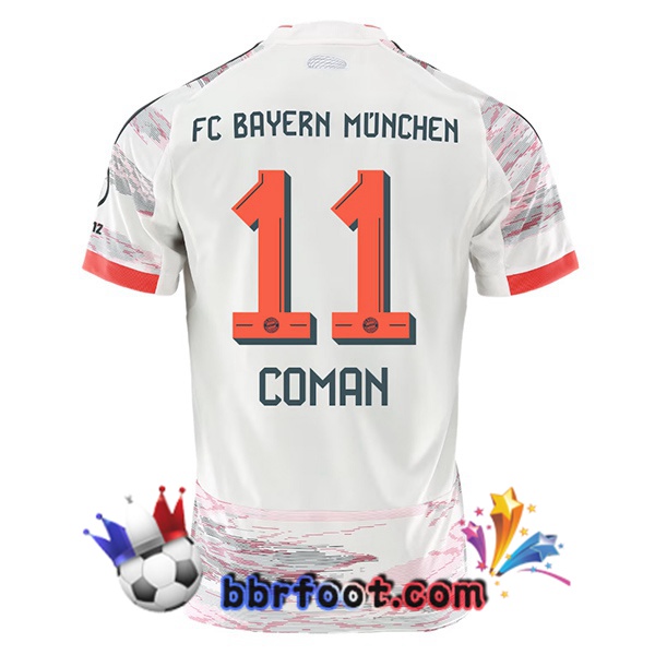 Maillot Foot Bayern Munich (Coman 11) Exterieur Blanc 2025/2026