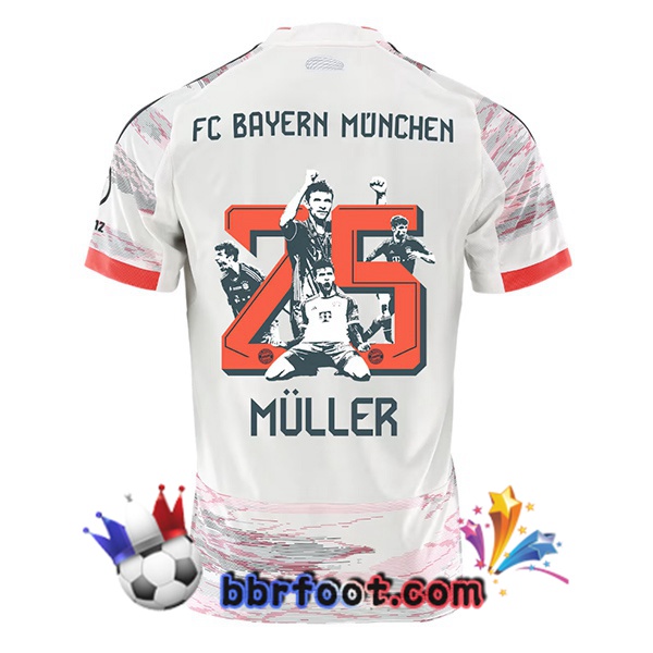 Maillot Foot Bayern Munich (Müller 25) Exterieur Édition Spéciale Blanc 2025/2026