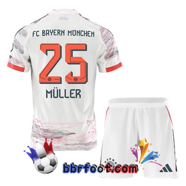 Maillot Foot Bayern Munich (Müller 25) Enfant Exterieur Blanc 2025/2026