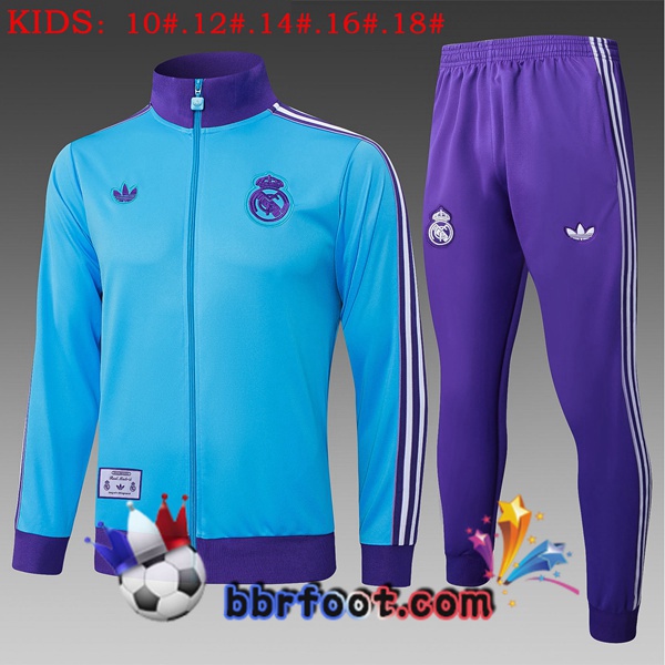 Survetement Foot - Veste Real Madrid Enfant Bleu 2025/2026 Survetement Foot - Veste Real Madrid Enfant Bleu 2025/2026