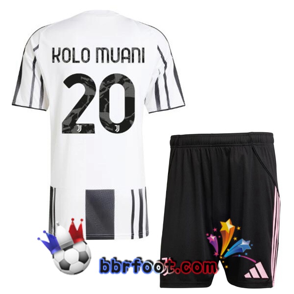 Maillot Foot Juventus (KOLO MUANI 20) Enfant Domicile Noir Blanc 2025/2026