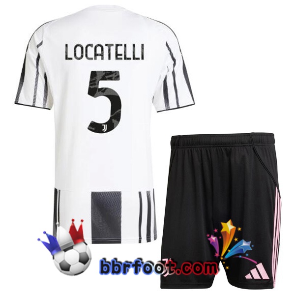 Maillot Foot Juventus (LOCATELLI 5) Enfant Domicile Noir Blanc 2025/2026