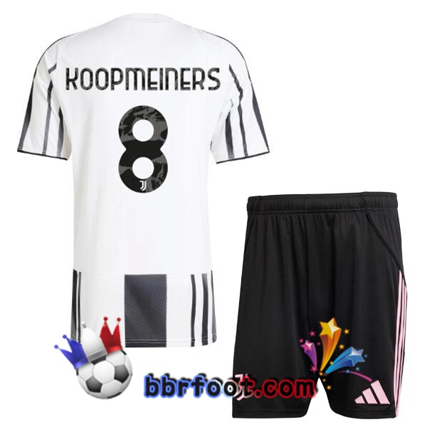 Maillot Foot Juventus (KOOPMEINERS 8) Enfant Domicile Noir Blanc 2025/2026