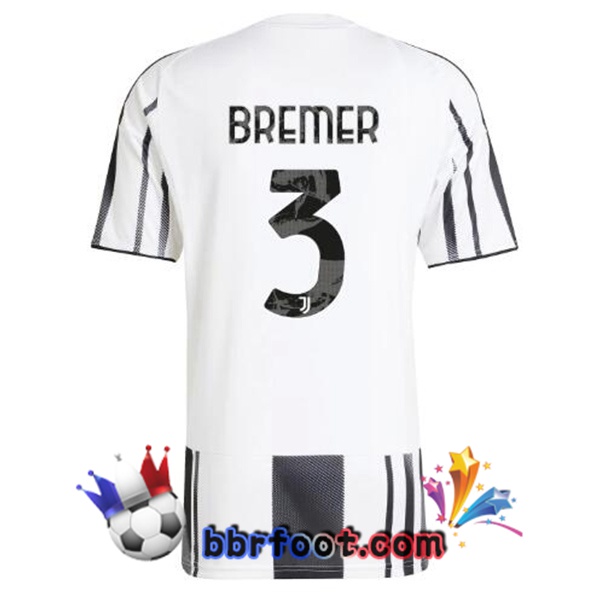 Maillot Foot Juventus (BREMER 3) Domicile Noir Blanc 2025/2026