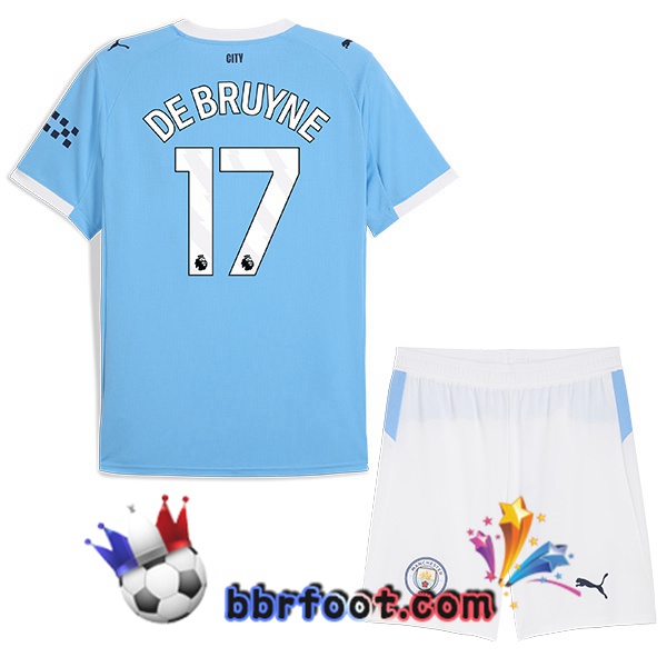 Maillot Foot Manchester City (Kevin De Bruyne 17) Enfant Domicile Bleu 2025/2026
