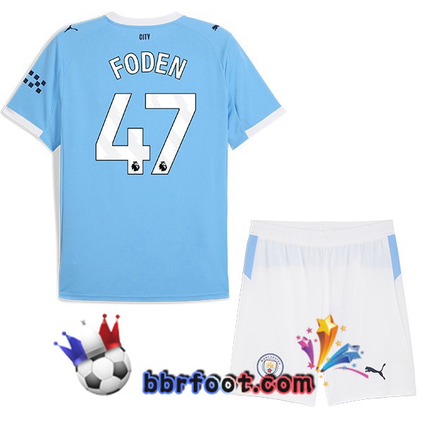 Maillot Foot Manchester City (Phil Foden 47) Enfant Domicile Bleu 2025/2026