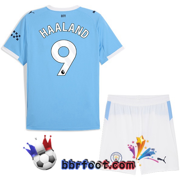 Maillot Foot Manchester City (Erling Haaland 9) Enfant Domicile Bleu 2025/2026