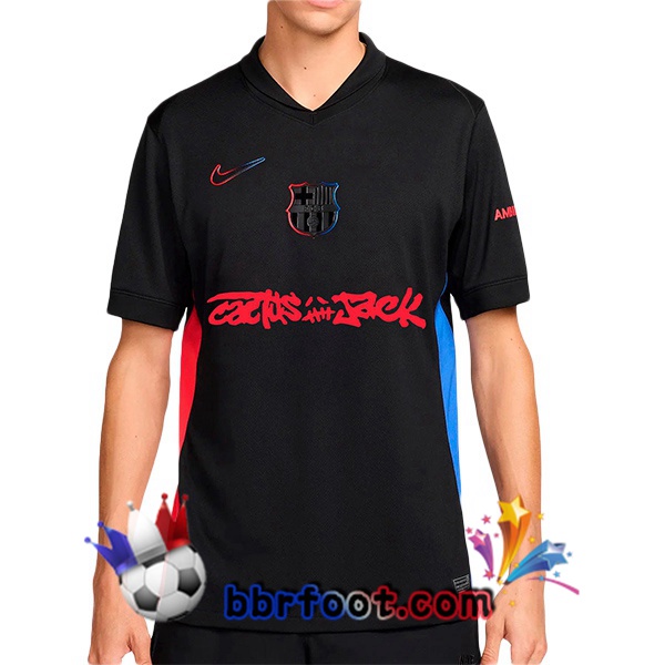 Maillot Foot FC Barcelone Exterieur Travis Scott Noir 2024/2025