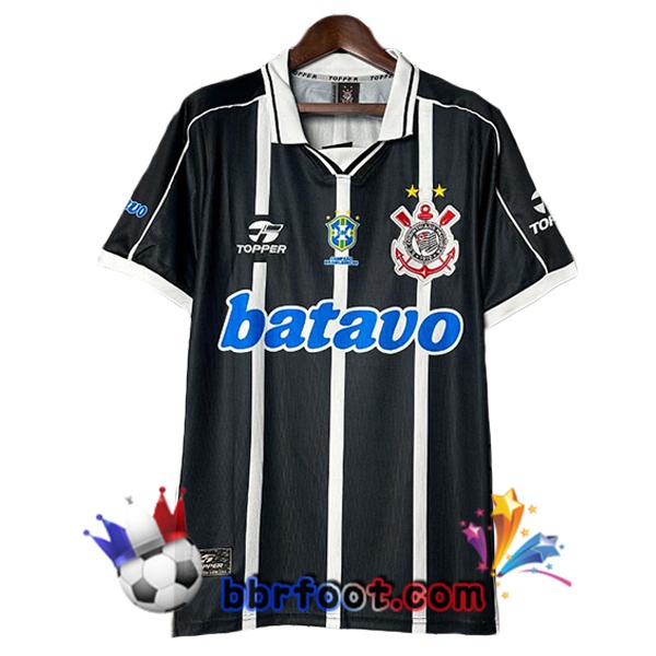 Maillot Foot Corinthians Retro Exterieur Noir Blanc 1999-2000