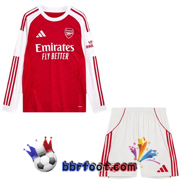 Maillot Foot Arsenal Enfant Domicile Manche longue Rouge Blanc 2025/2026