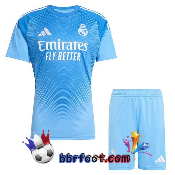 Maillot Foot Real Madrid Enfant Gardien de but Bleu 2025/2026
