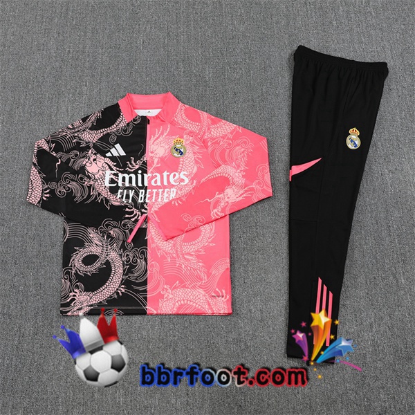 Survetement Foot Real Madrid Rose Noir 2025/2026