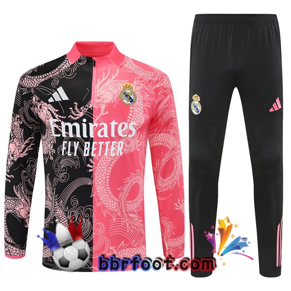 Survetement Foot Real Madrid Rose Noir 2025/2026