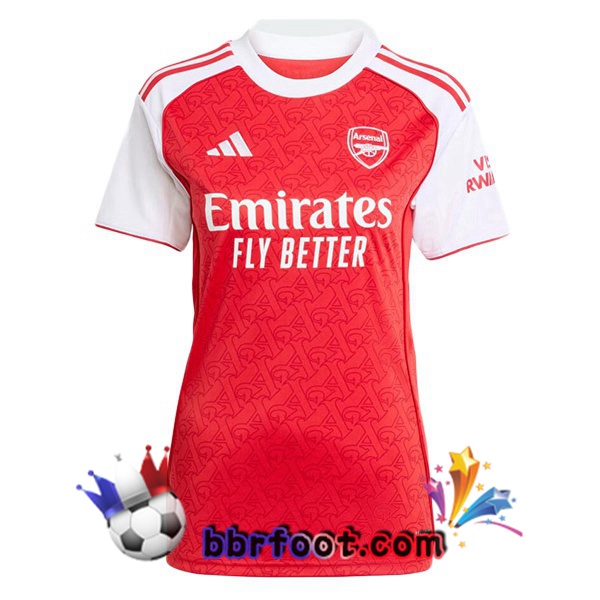Maillot Foot Arsenal Femme Domicile Rouge Blanc 2025/2026
