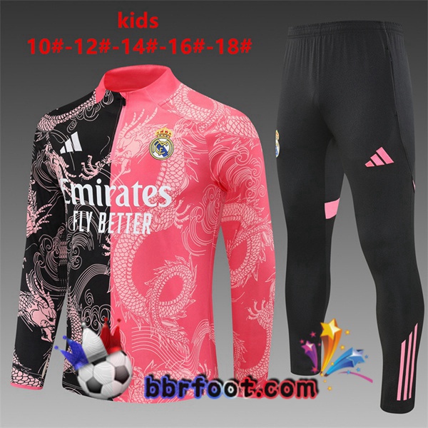 Survetement Foot Real Madrid Enfant Rose Noir 2025/2026