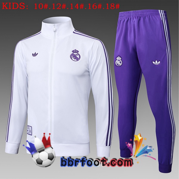 Survetement Foot - Veste Real Madrid Enfant Blanc 2025/2026