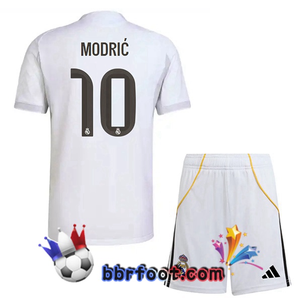 Maillot Foot Real Madrid (Modrić 10) Enfant Domicile Blanc 2025/2026