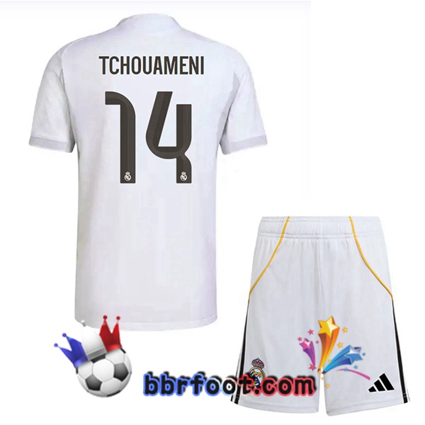 Maillot Foot Real Madrid (Tchouameni 14) Enfant Domicile Blanc 2025/2026
