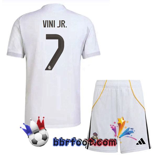 Maillot Foot Real Madrid (Vini Jr. 7) Enfant Domicile Blanc 2025/2026