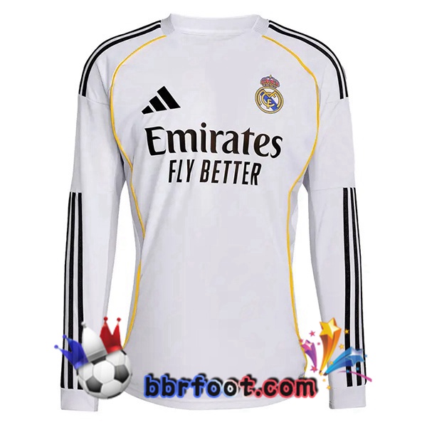 Maillot Foot Real Madrid Domicile Manche longue Blanc 2025/2026