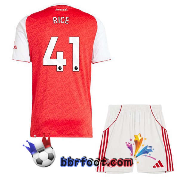Maillot Foot Arsenal (RICE 41) Enfant Domicile Rouge Blanc 2025/2026
