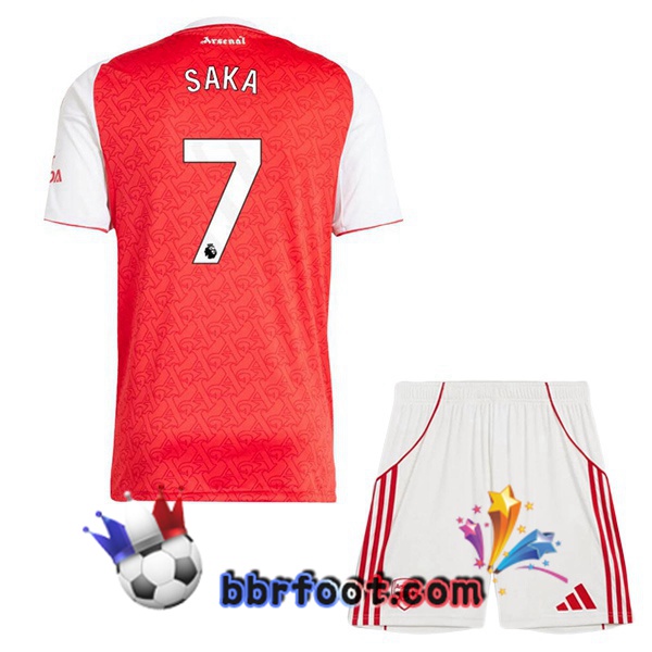 Maillot Foot Arsenal (SAKA 7) Enfant Domicile Rouge Blanc 2025/2026