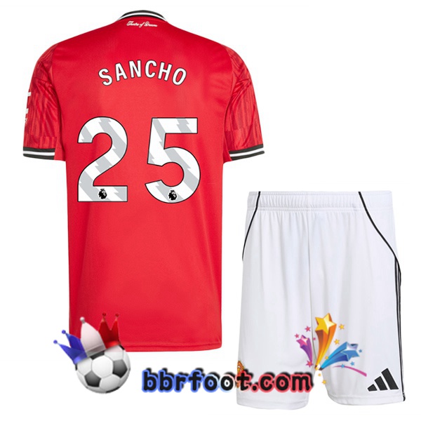 Maillot Foot Manchester United (SANCHO 25) Enfant Domicile Rouge 2025/2026