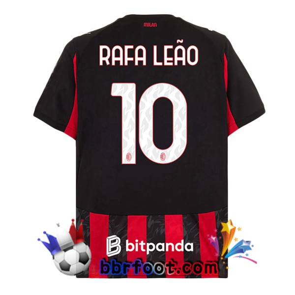 Maillot Foot AC Milan (Rafa Leão 10) Domicile Rouge Noir 2025/2026 Maillot Foot AC Milan (Rafa Leão 10) Domicile Rouge Noir 2025/2026