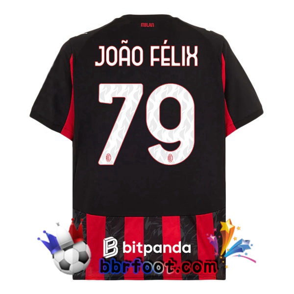 Maillot Foot AC Milan (João Félix 79) Domicile Rouge Noir 2025/2026