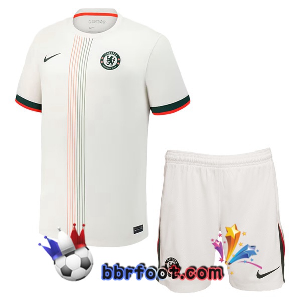 Maillot Foot FC Chelsea Enfant Exterieur Blanc 2025/2026