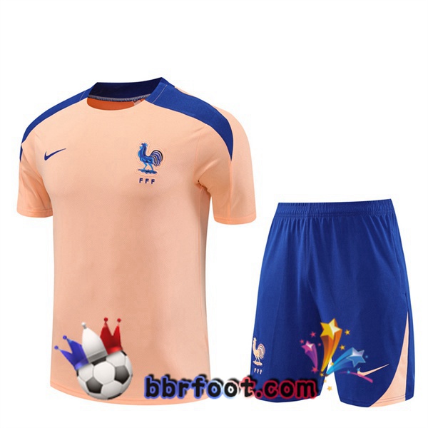 Ensemble Training T-Shirts France + Shorts Rose 2025/2026