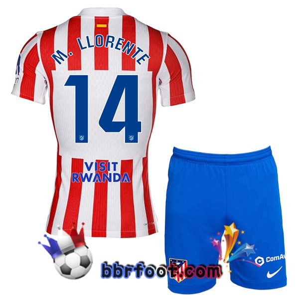 Maillot Foot Atletico Madrid (M. LLORENTE 14) Enfant Domicile Rouge 2025/2026